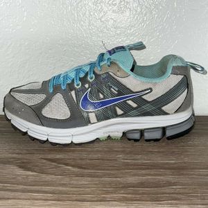 Nike Women’s Size 6.5 Pegasus 28 Fitsole 2 Trail Running Shoes Gray Aqua Sneaker